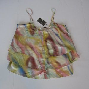 7 For All Mankind Silk Tie-Dye Tiered Blouse